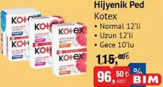 KOTEX HİJYENİK PED ÇEŞİTLERİ fiyat ve kampanya bilgisi